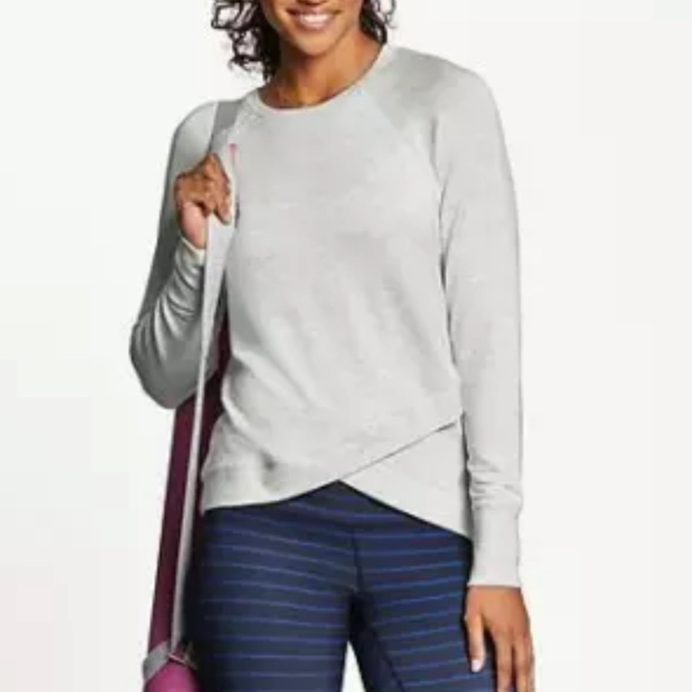 Athleta Criss Cross Sweatshirt Light Gray Size Small